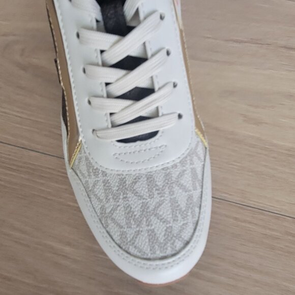 ❤️MK MADDY Womens Trainer Sneaker 7.5 Monogram Gold Brown Casual Lifestyle Shoes - Picture 10 of 11